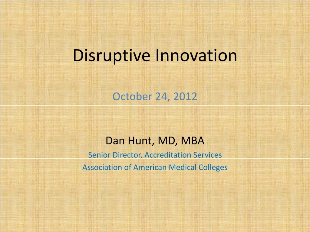 disruptive innovation october 24 2012