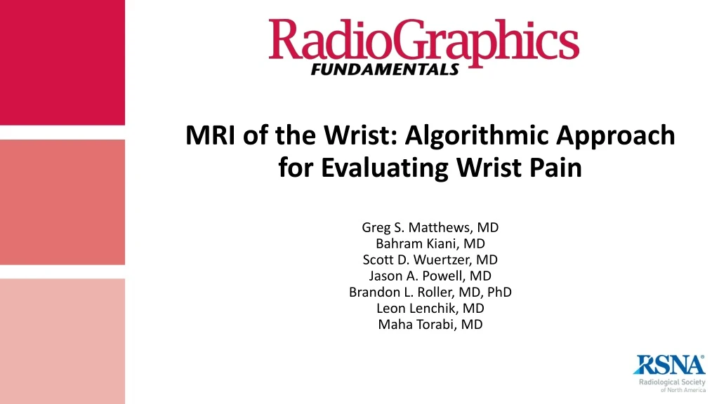 mri of the wrist algorithmic approach