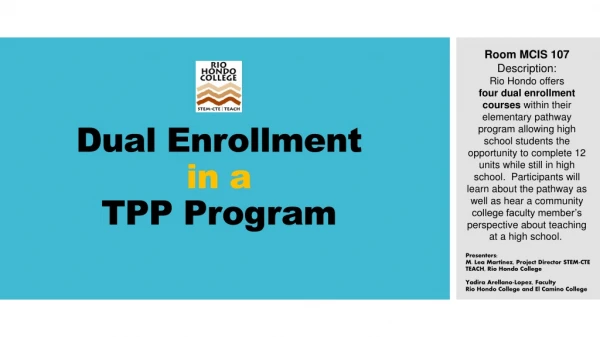 Dual Enrollment in a TPP Program