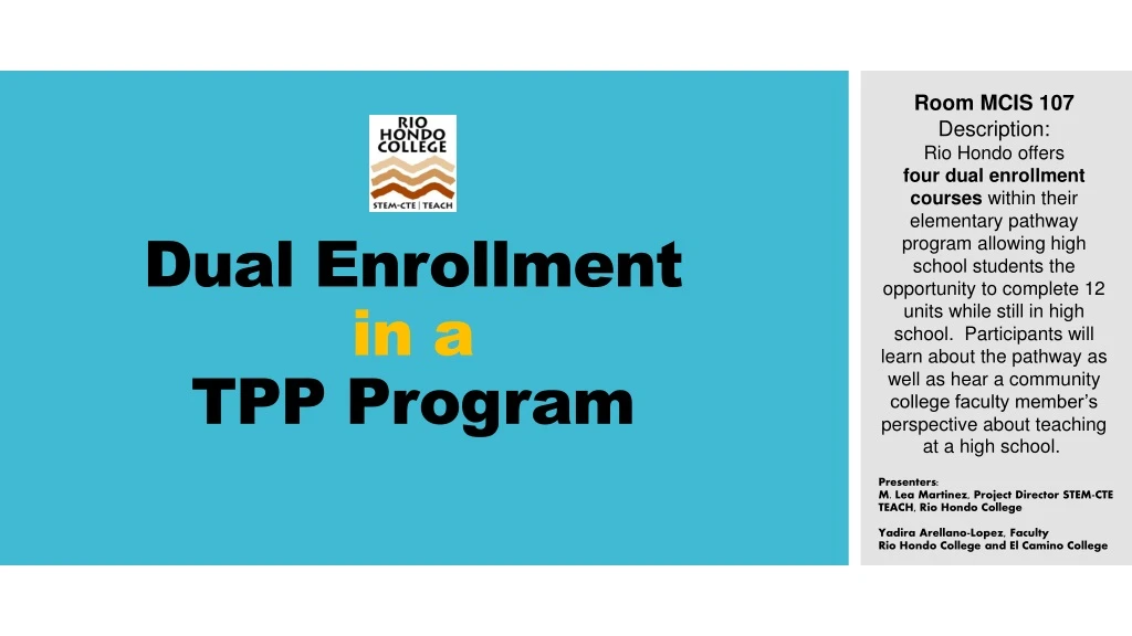 dual enrollment in a tpp program