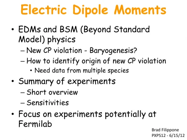 Electric Dipole Moments