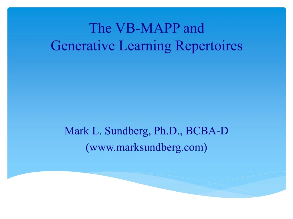 t he vb mapp and generative learning repertoires