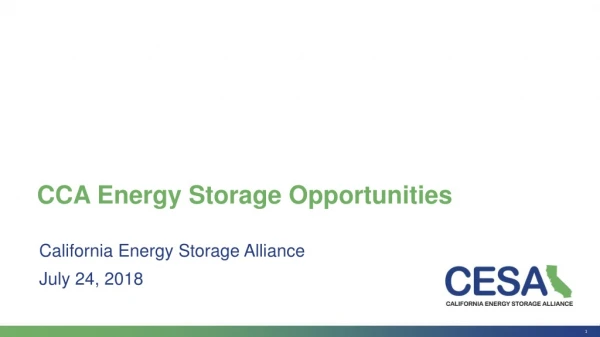 CCA Energy Storage Opportunities