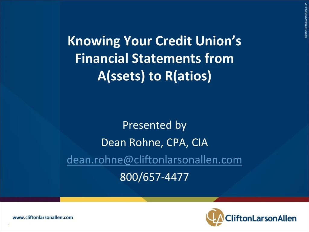 knowing your credit union s financial statements from a ssets to r atios