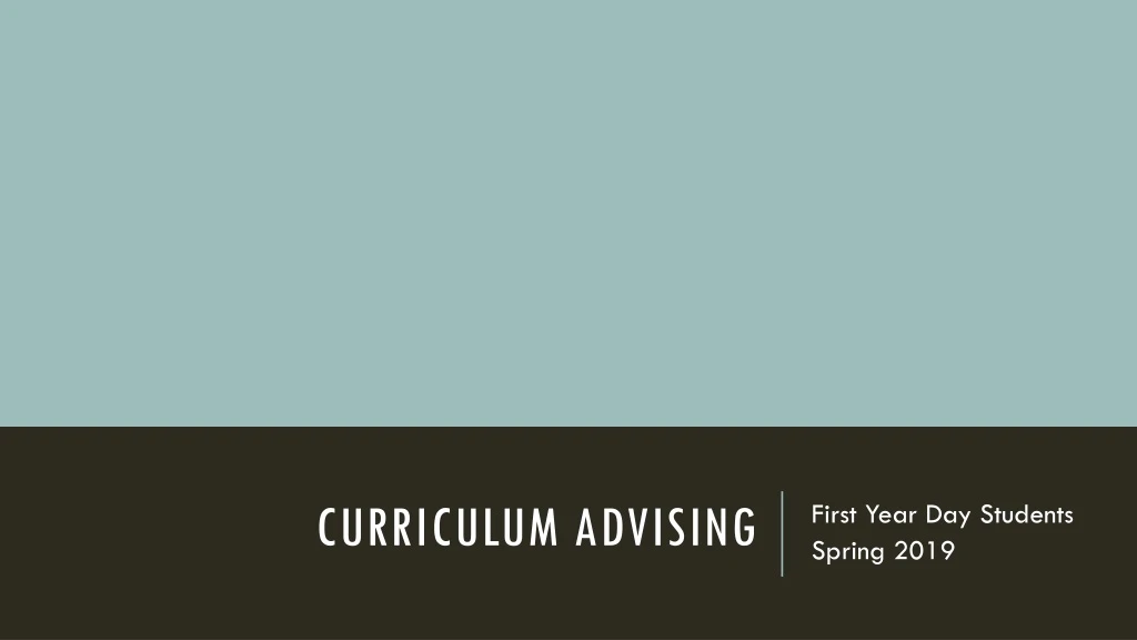 curriculum advising