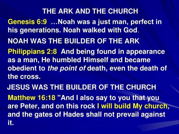 THE ARK AND THE CHURCH