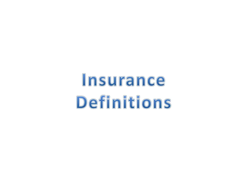 insurance definitions