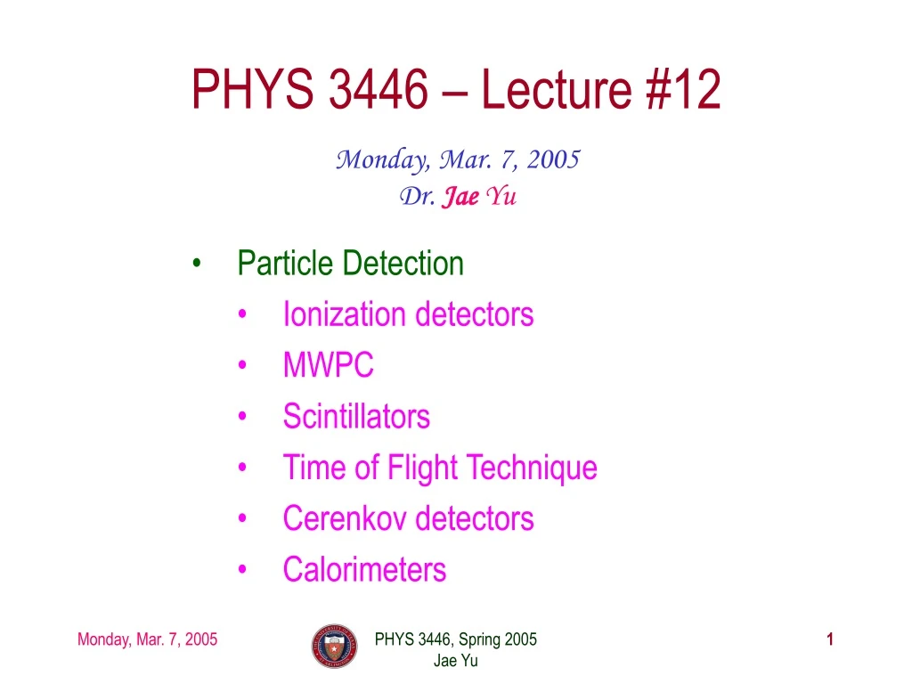 phys 3446 lecture 12