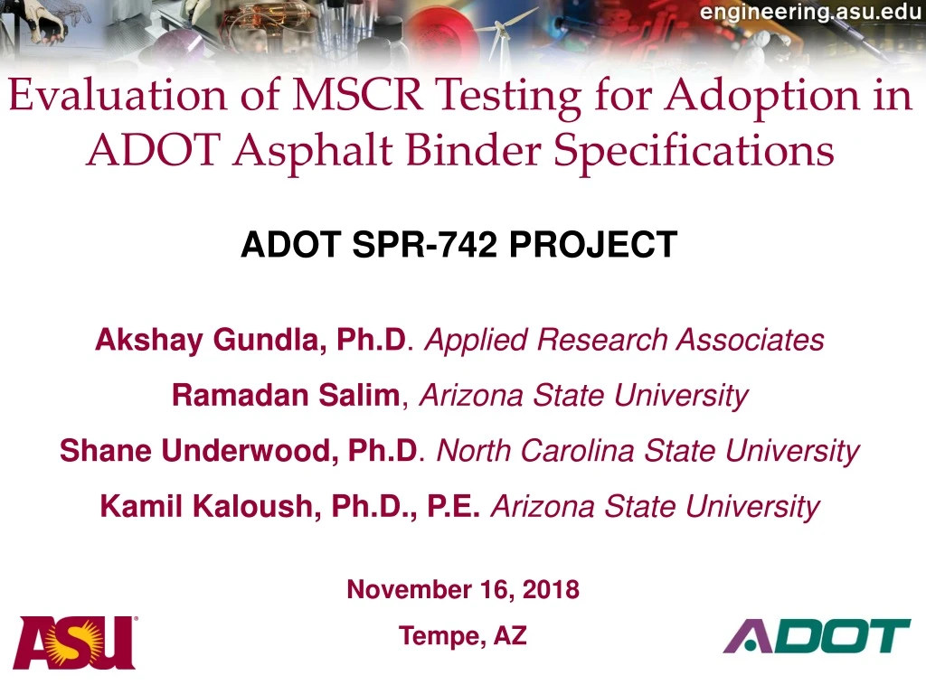 evaluation of mscr testing for adoption in adot