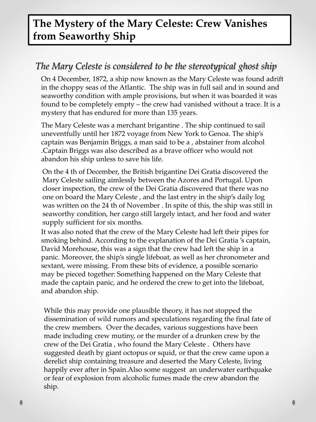 the mystery of the mary celeste crew vanishes
