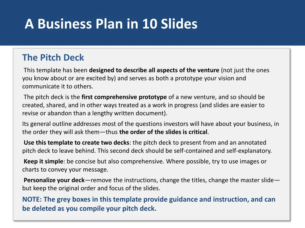 a business plan in 10 slides