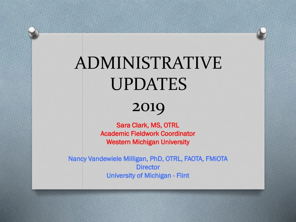 administrative updates 2019