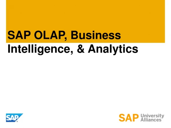 SAP OLAP, Business Intelligence, &amp; Analytics