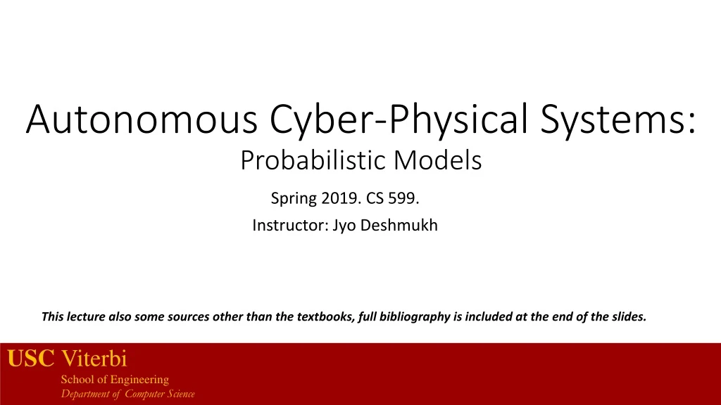 autonomous cyber physical systems probabilistic models