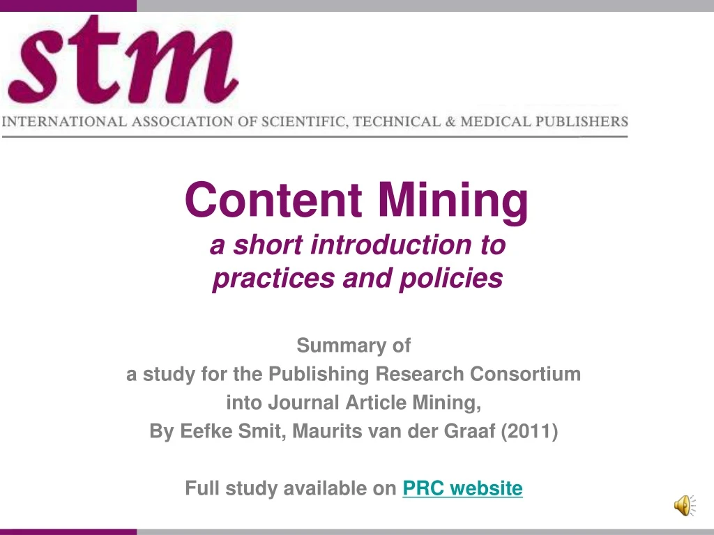 content mining a short introduction to practices and policies