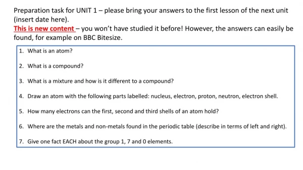 What is an atom? What is a compound? What is a mixture and how is it different to a compound?