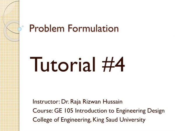 Problem Formulation