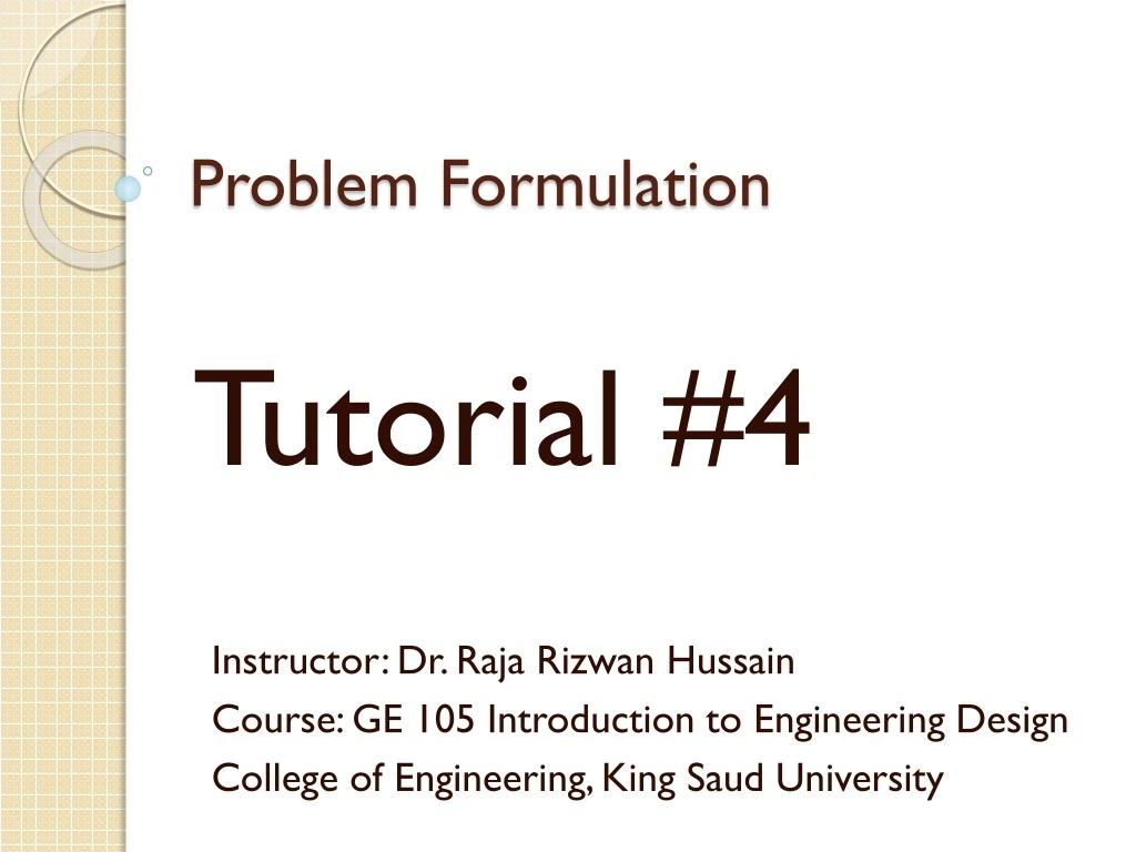 problem formulation