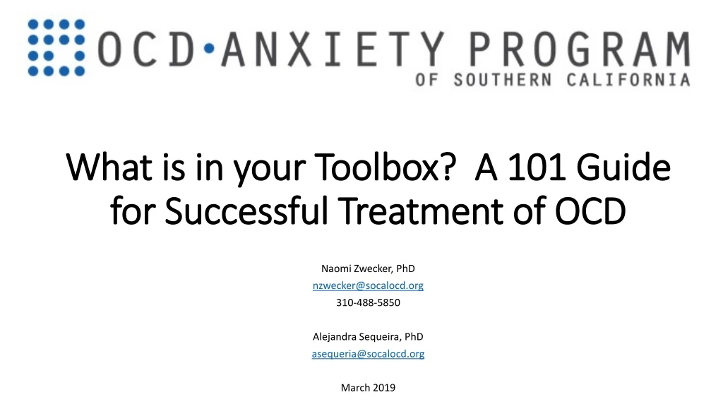 what is in your toolbox a 101 guide for successful treatment of ocd