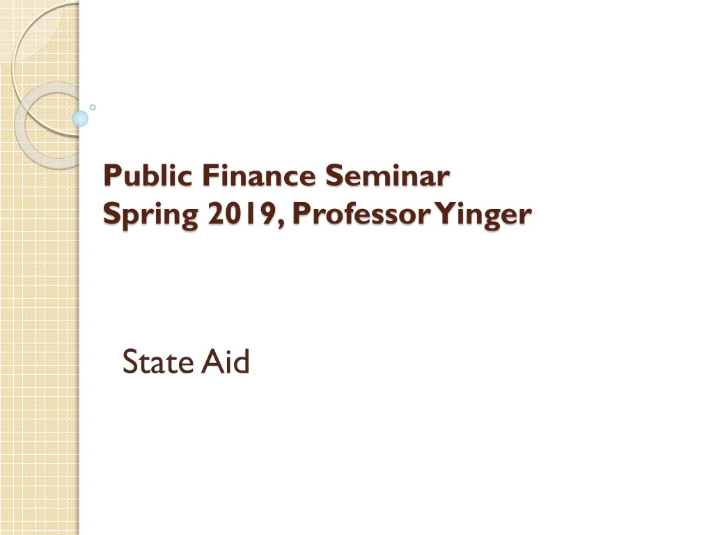 public finance seminar spring 2019 professor yinger