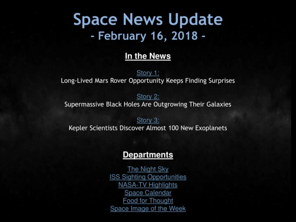 Space News Update - February 16, 2018 -