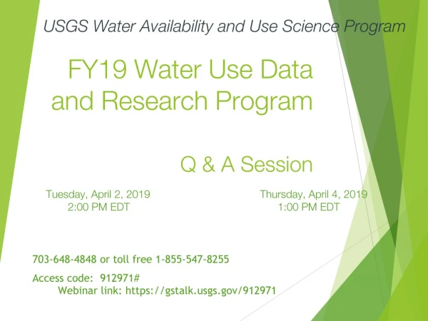 FY19 Water Use Data and Research Program Q &amp; A Session