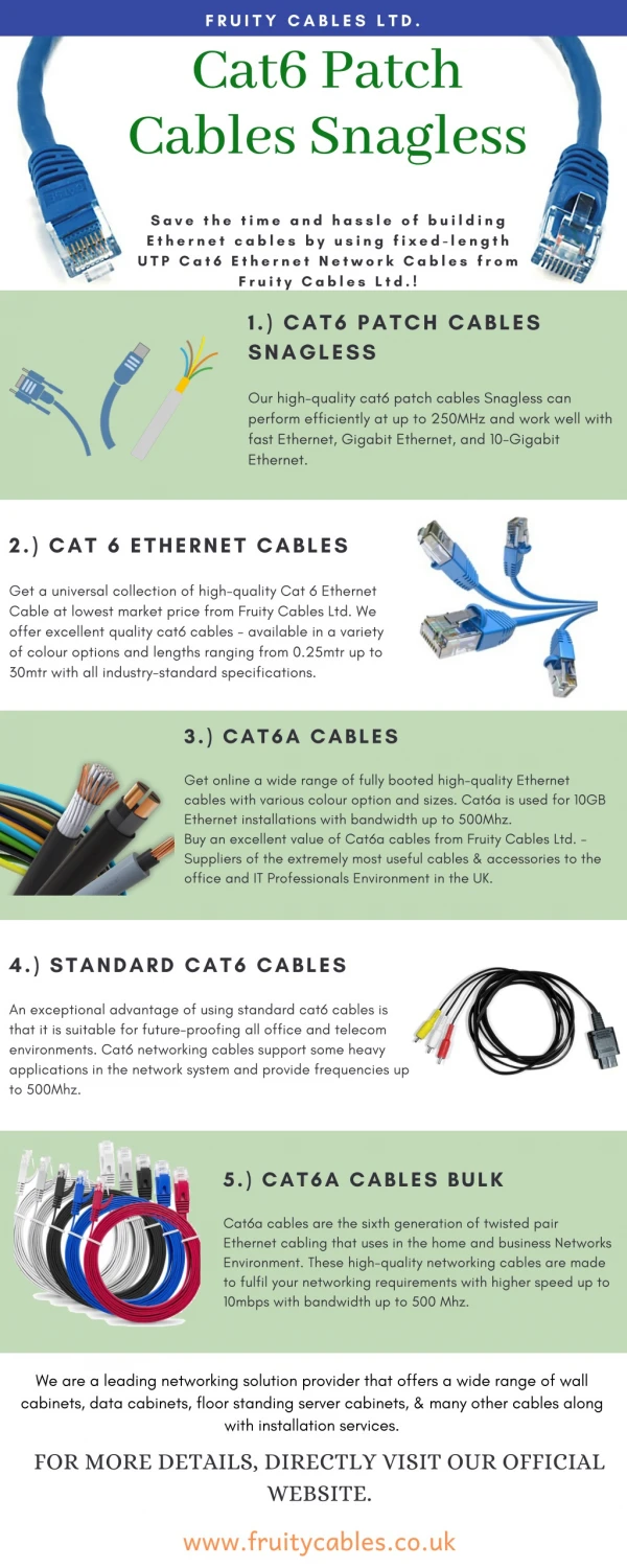 Get Online Cat6 Patch Cables Snagless - Fruitycables