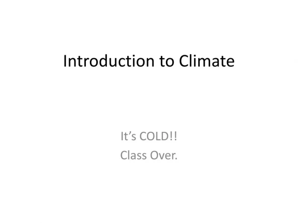 Introduction to Climate
