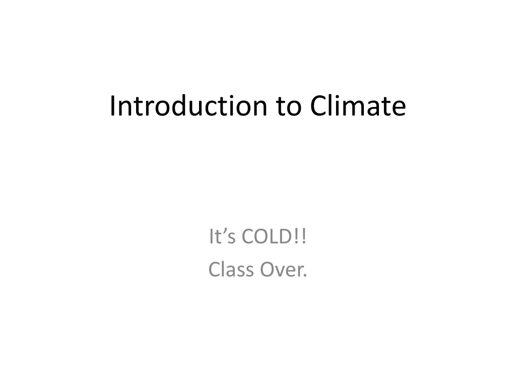 introduction to climate