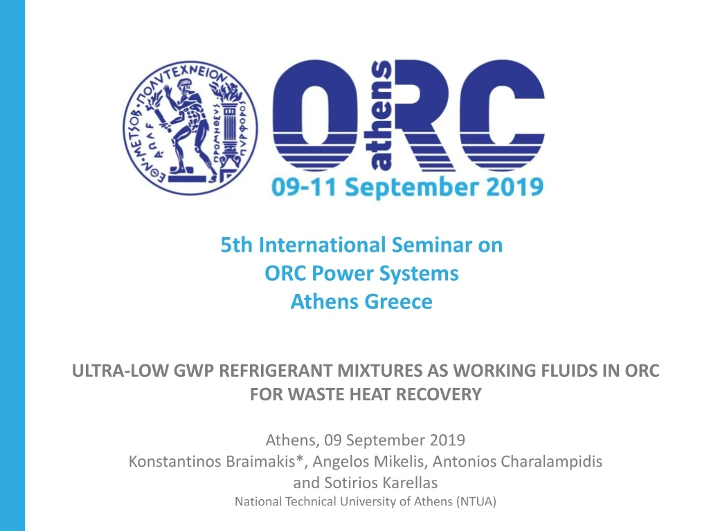 5th international seminar on orc power systems