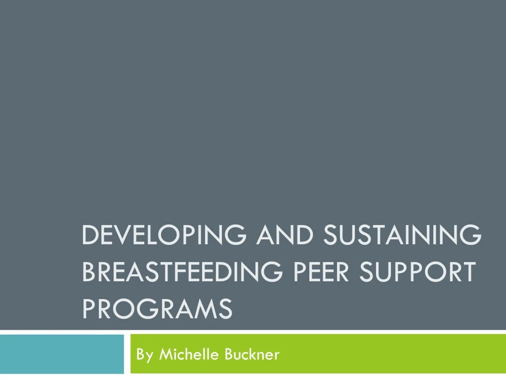 developing and sustaining breastfeeding peer support programs