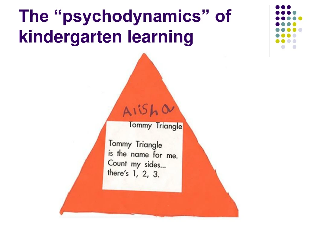 the psychodynamics of kindergarten learning