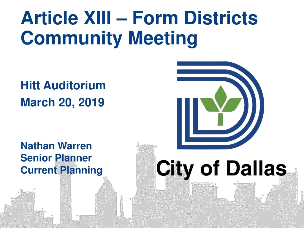 article xiii form districts community meeting