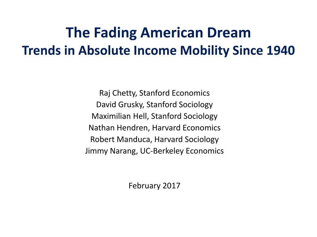 the fading american dream trends in absolute