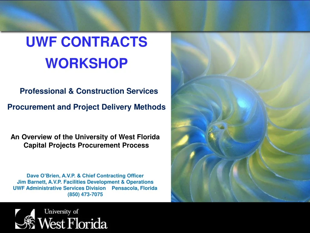 uwf contracts workshop professional construction