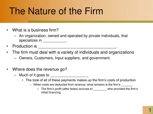 The Nature of the Firm