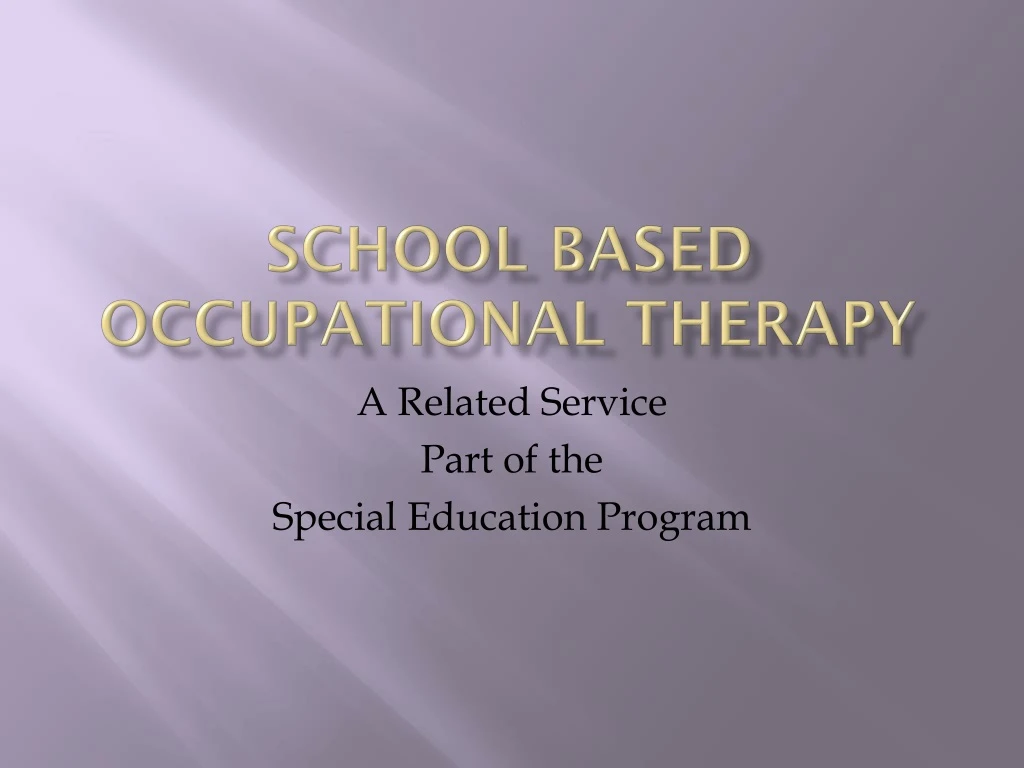 school based occupational therapy