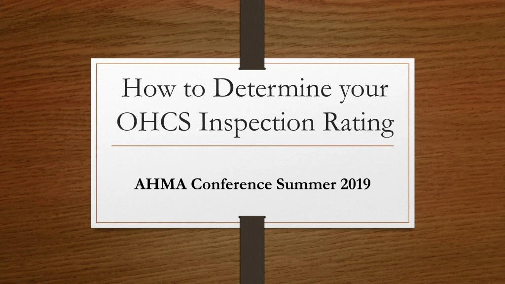 how to determine your ohcs inspection rating