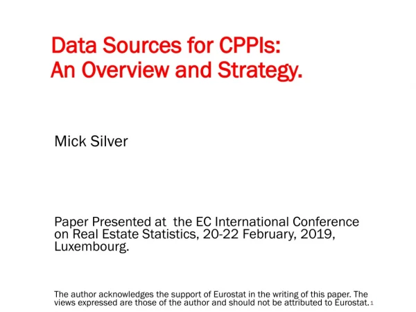 Data Sources for CPPIs: An Overview and Strategy.