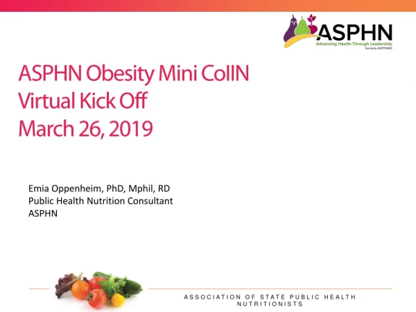 ASPHN Obesity Mini CoIIN Virtual Kick Off March 26, 2019