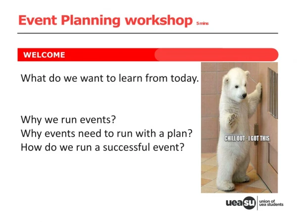 Event Planning workshop 5 mins