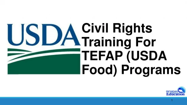 Civil Rights Training For TEFAP (USDA Food) Programs