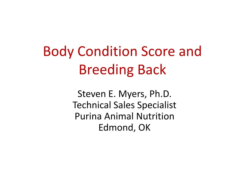 body condition score and breeding back