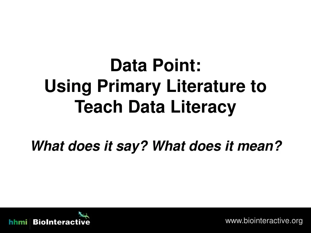 data point using primary literature to teach data
