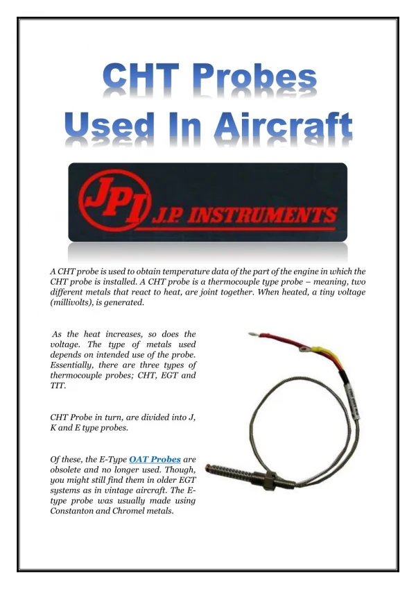 CHT Probes Used In Aircraft