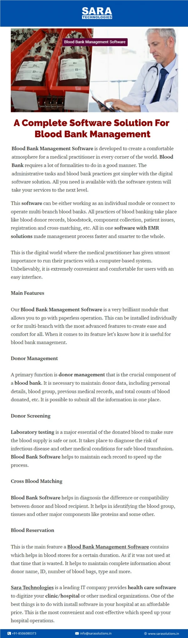 A Complete Software Solution For Blood Bank Management