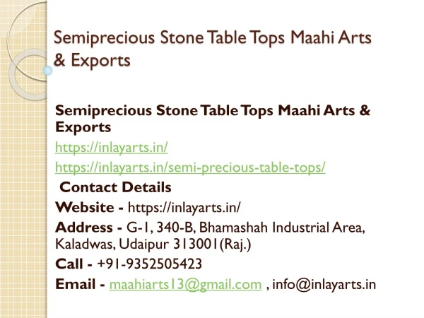 Semiprecious Stone Table Tops Maahi Arts & Exports