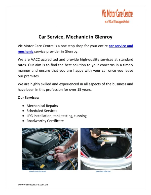 Car Service and Mechanic Glenroy - Vic Motor Care Centre