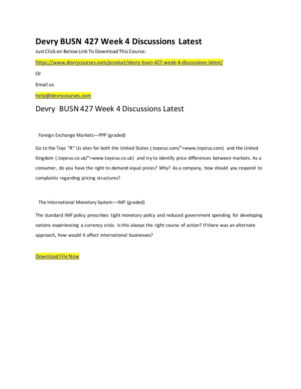 Devry BUSN 427 Week 4 Discussions Latest