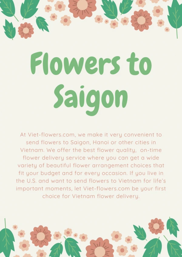 Flowers to Saigon | Viet-flowers.com